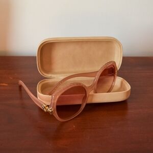 Chloe pink acetate oversized gradient sunglasses w/ case